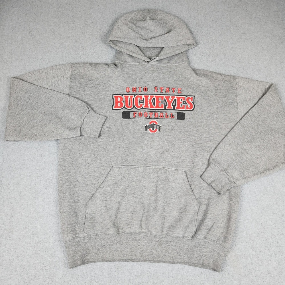 Ohio State Buckeyes Hoodie Mens Large Gray Jerzees NCAA Football Fleece Lined